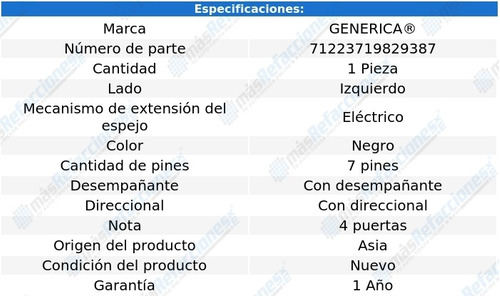 Espejo Izq Elect C/desemp C/direcc 7 Pines Gmc Envoy 02-09 Foto 2