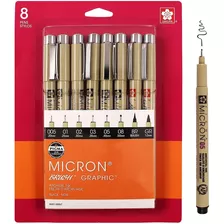  Rapidografos Marcadores Sakura Pigma Micron X8 Tinta Negra 