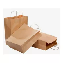 25 Bolsas De Papel Kraft 22cm X 10cm X 30cm Con Manilla /