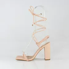 Sandália Salto Grosso Week Shoes Minimalista Tira Rosé