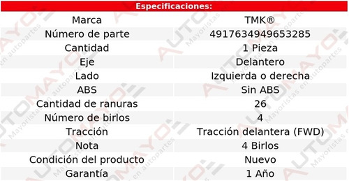 1 - Maza Del Izq/der Sin Abs Tmk Caravelle L4 2.2l 85-88 Foto 2