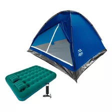 Combo Carpa 4 Personas + Colchón Doble + Almohadas +inflador