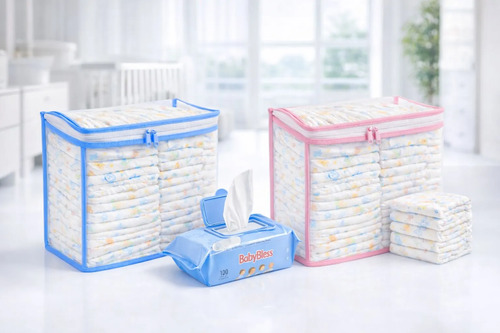 Kit 2 Nécessaire Organizador Porta Fralda Saída Maternidade Azul