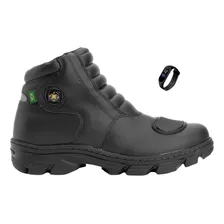 Bota Masculina Motoqueiro 100% Couro Impermeável +brinde Top