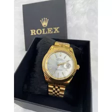 Relógio Rolex Masculino Datejust Dourado Com Branco