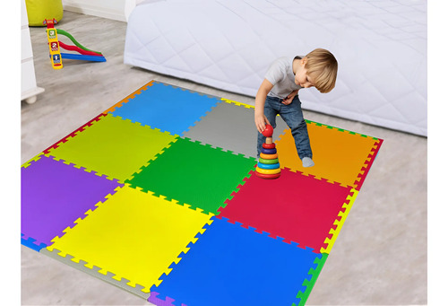 Kit 24 Peças Montar Tatame Tapete 50x50cm 1cm Criança Bebê Colorido Liso