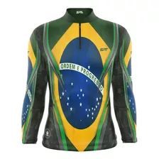 Camisa Camiseta M/ L Patriota Brasil + Bandana Spt Ref 01 Uv