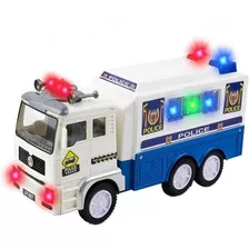 Caminhão Policia Policial Com Sons E Luzes 3d Bate E Volta