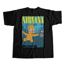 Camiseta Simpsons Bart Nevermind Nirvana T-shirt Camisa Rock