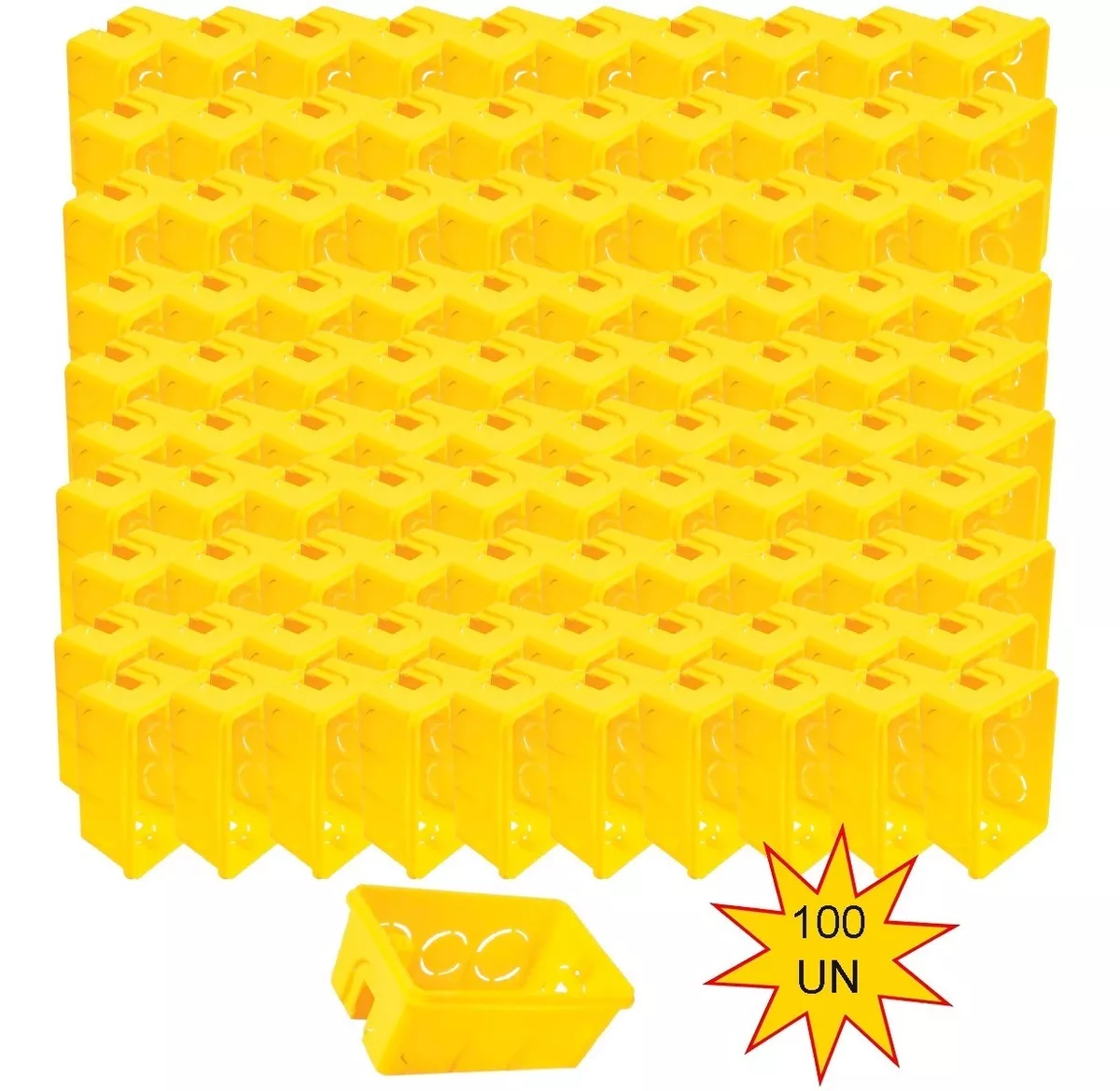 Caixa De Embutir Luz 4x2 Plástico Amarela Tramontina Cx/100