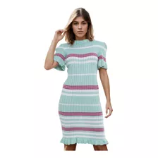 Vestido Tricot Midi Justo Babado Princesa Moda Evangélica