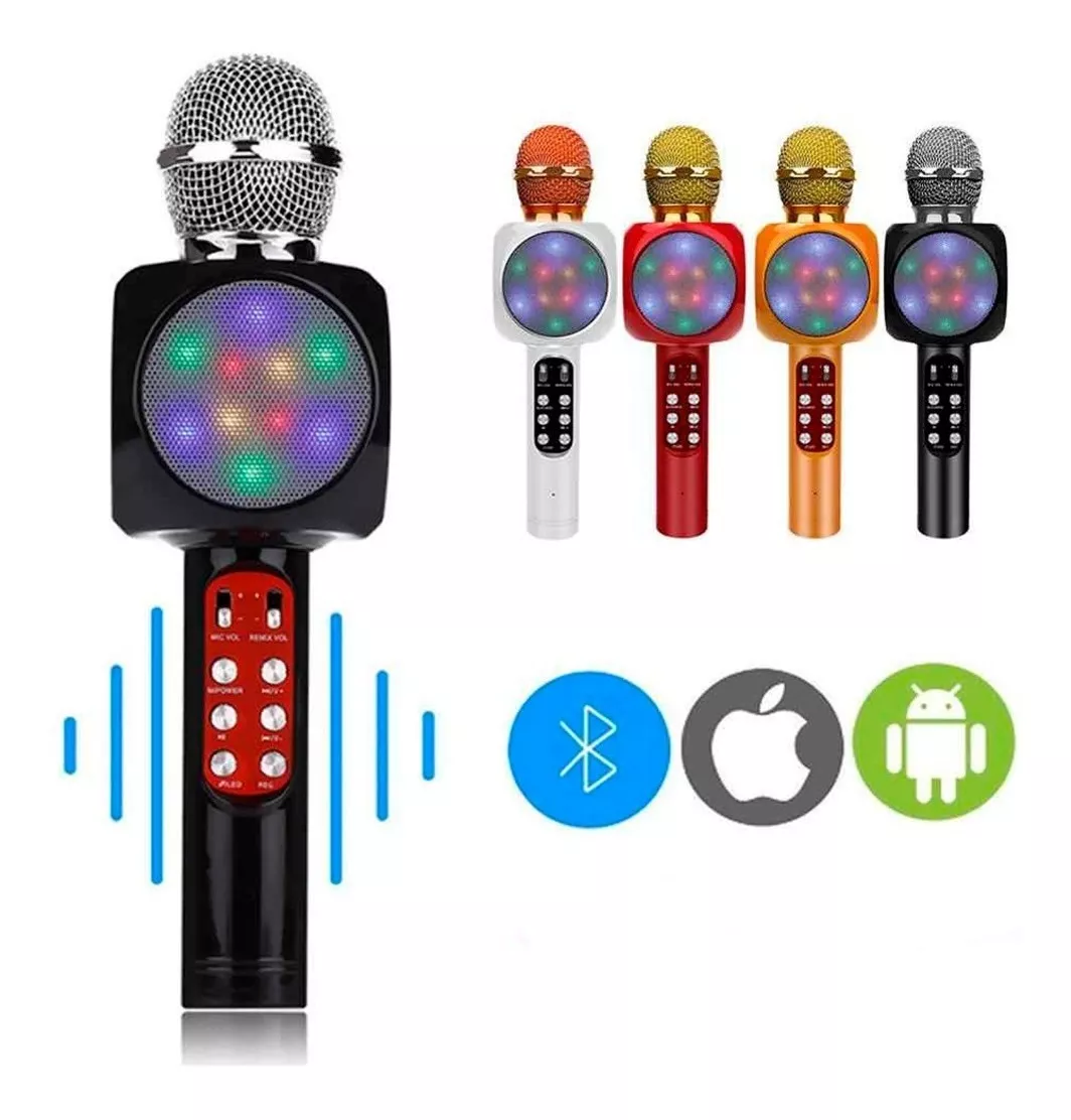 Micrófono Karaoke Parlante Bluetooth Luces Led Audio Rítmica