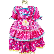 Vestido Infantil Juvenil Festa Junina Caipira Luxo 4 Ao 12