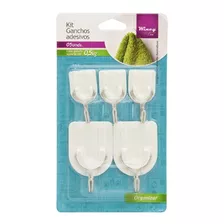 Kit 5 Ganchos Cabide Adesivo Parede Super Aderência - Branco