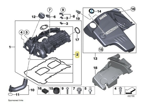 Junta Tapa De Punterias Bmw 320i Modelo 2014 Motor N20 \u0026 Foto 6