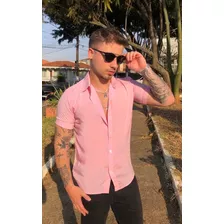 Camisa Masculina Floral Listrada Estampada Viscose