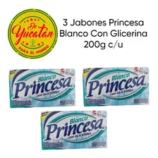 3 Jabones Princesa Blanco Con Glicerina 200g Yucateco