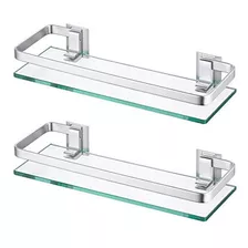 Kes Estante De Vidrio Para Baño, Aluminio Anodizado, Vidrio 