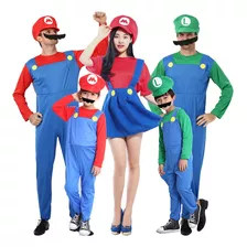 Halloween Super Mario Anime Cosplay Traje, Macacão+chapéu+fa