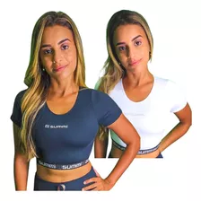 Top Feminino Academia Sustentação Fitness Cropped Liso 