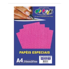 Papel A4 Especial Glitter Pink Para Scrapbook 10 Folhas