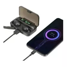 Fone De Ouvido Sem Fio Bluetooth Celular Função Power Bank Cor Preto Luz Azul