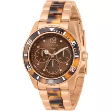 Relógio Feminino Invicta Angel 32536 Cor Da Correia Ouro Rosa Cor Do Bisel Marrom, Rosa Dourado Cor Do Fundo Marrom