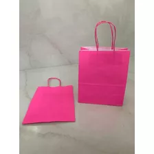 10 Sacolas Papel Candy Color Pink 13,5x8,00x16,0 Bolsa Festa