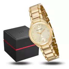 Relógio Mondaine Feminino Analógico Social Strass Dourado