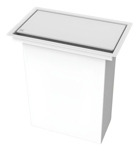 Lixeira Retangular De Embutir Bancada Inox 5,1 L Branca Branco