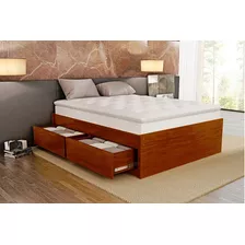 Base Box 4 Gavetões Casal Madeira Maciça Alto Padrão Bedroom Cor Avel