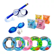 Kit Férias Infantil Snorkel Óculos Boia Praia Piscina Verão