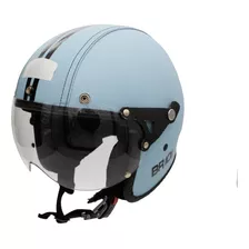 Capacete Br101 3/4 Revestido Couro Custom Old School Harley