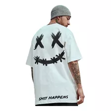 Remera Hombre Manga Corta Over Size Shit Happens