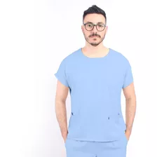 Pijama Cirúrgico Gola Redonda Scrub Masculino - Azul Bebê