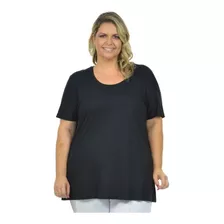 Blusa Feminina Longa Gola Redonda Malha Fria 