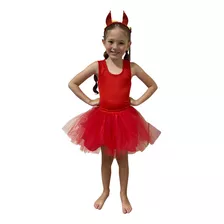 Fantasia Diabinha Body E Saia Halloween Infantil