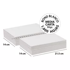 Papel Bond Blanco Media Carta 90 Gr - 1,000 Hojas