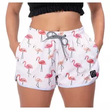 Short Moda Praia Feminino Fitness Moda Verão Flamingo 