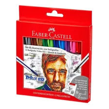 Set De Ilustracion Boligrafos Trilux Faber-castell X12 Colores