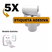 Etiqueta Adesiva Para Mini Impressora Gatinho - 5 Rolos