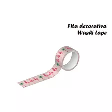 Fita Decorativa Washi Tape Flamingo Rosa 15mmx10m Tilibra