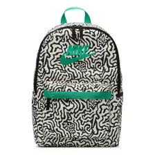 Mochila 25l Nike Heritage Estampado Color Negro/leche De Coco/verde Estadio Talla Unit