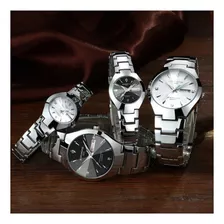 Relojes Kingnuos Con Calendario Luminoso Para Pareja, 2 Unid Color Del Fondo Silver White