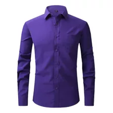 Camisa Lisa Formal Manga Larga Para Hombre Marca Goya 