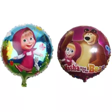 Pack 12 Globos Metalizado Masha Y El Oso Para Aire O Helio