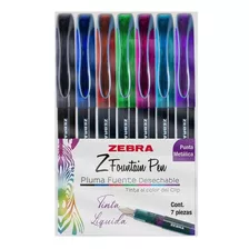 Paquete Con 7 Plumas Fuente Z-fountain Pen Zebra
