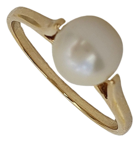 Anel Vivara De Ouro 18k750 Com Pérola Solitária Amarelo 17
