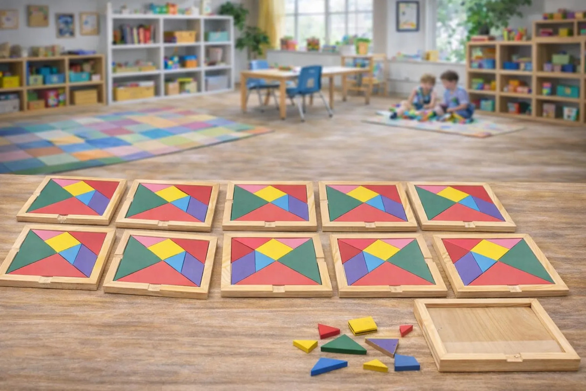 Puzzle X10 Tangram De Madera Didáctico Souvenir