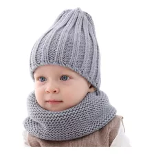 Bebé Niño Invierno Color Puro Caliente Sombrero De Punto Y N